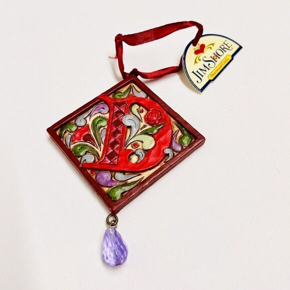 Jim Shore Monogram D Hanging Plaque 4049423D Initial Door Wall Window Ornament - Picture 1 of 4